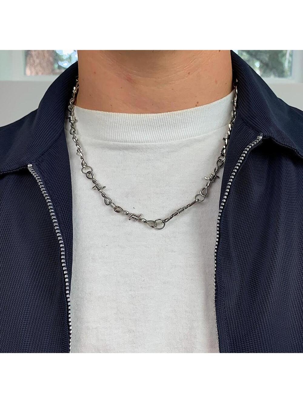 Cyber Y2k barbwire opium punk style necklace. Cool design. Nice quality. Chain